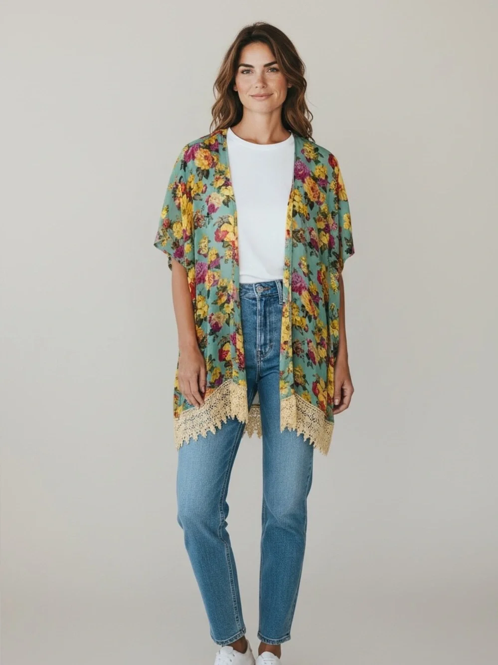 LA Hearts Womens Floral Kimono Wrap Cardigan One Size. Very Good Conditi…